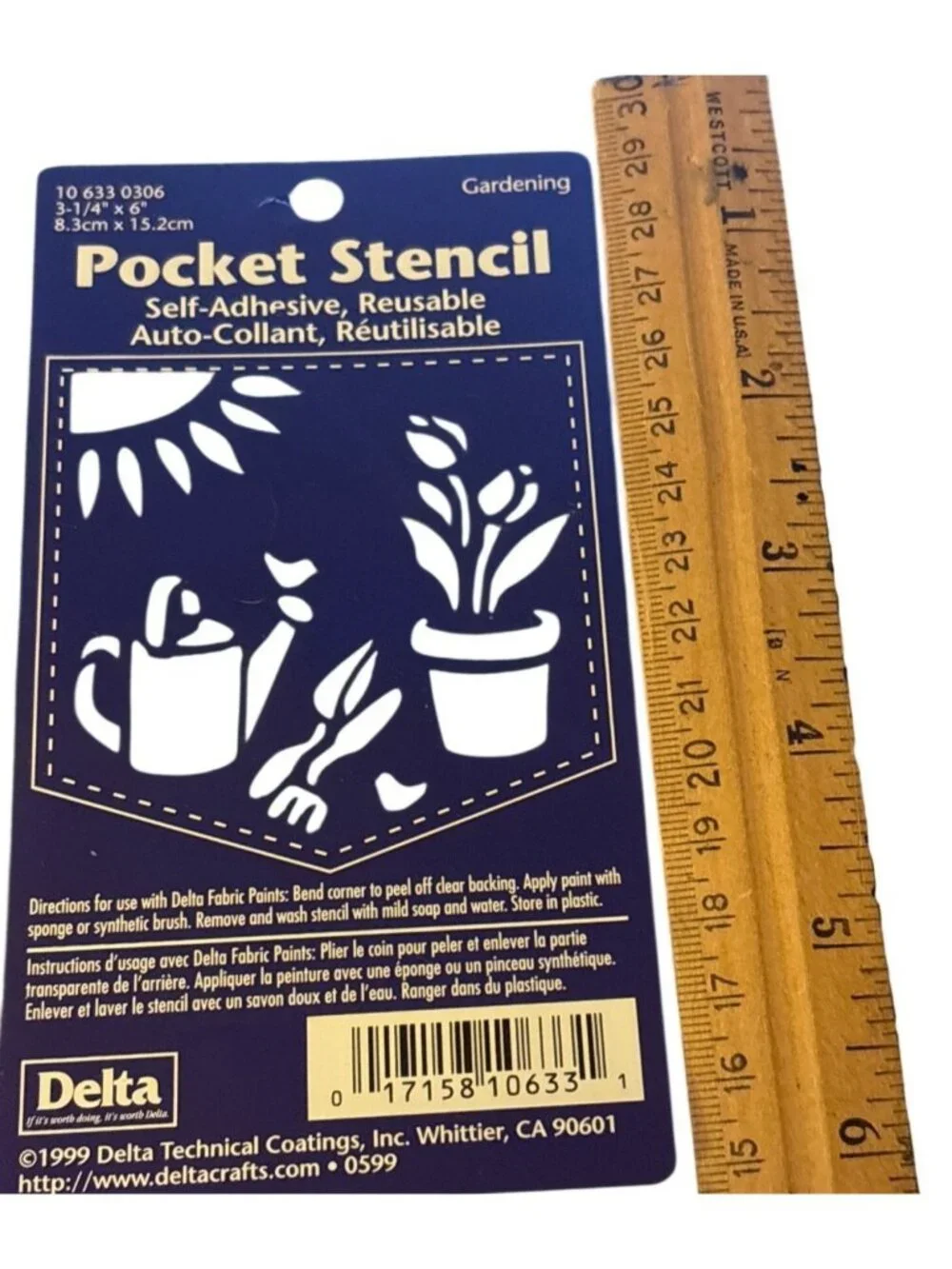 Vintage Delta Pocket Stencil Gardening Design Self-Adhesive Reusable 3-1/4 X 6